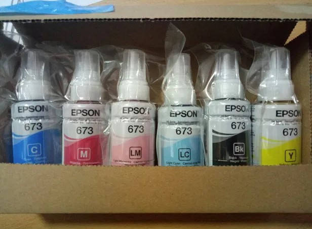 

Оригинальные чернила для EPSON L800 L1800 L805 L810 L850 B C M Y LC LM C13T673 6*70мл комлект original 673