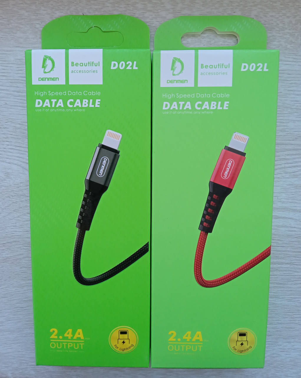 

Зарядний кабель до айфону чорний USB Cable Denmen D02L 2.4A Lightning 1m black, Черный