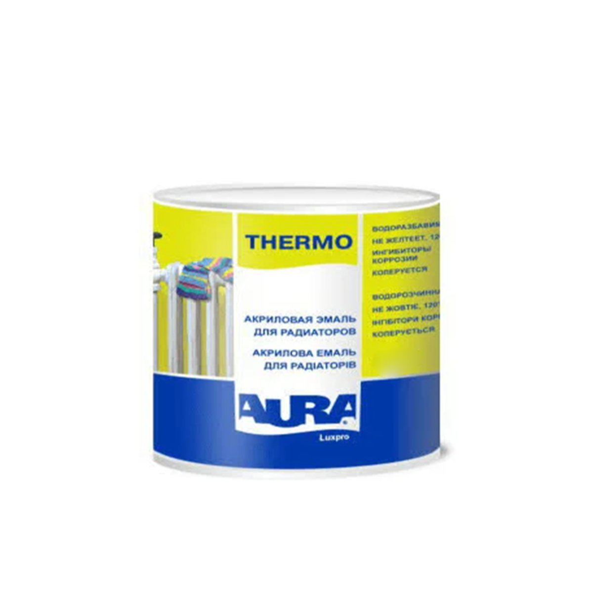 

Эмаль акриловая для радиаторов Aura Luxpro Thermo белый глянец 2.5л