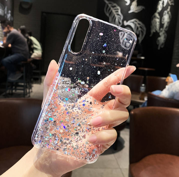 

Блестящий чехол с серебряной фольгой Xiaomi Mi 9 Lite/Mi CC9, Прозрачный