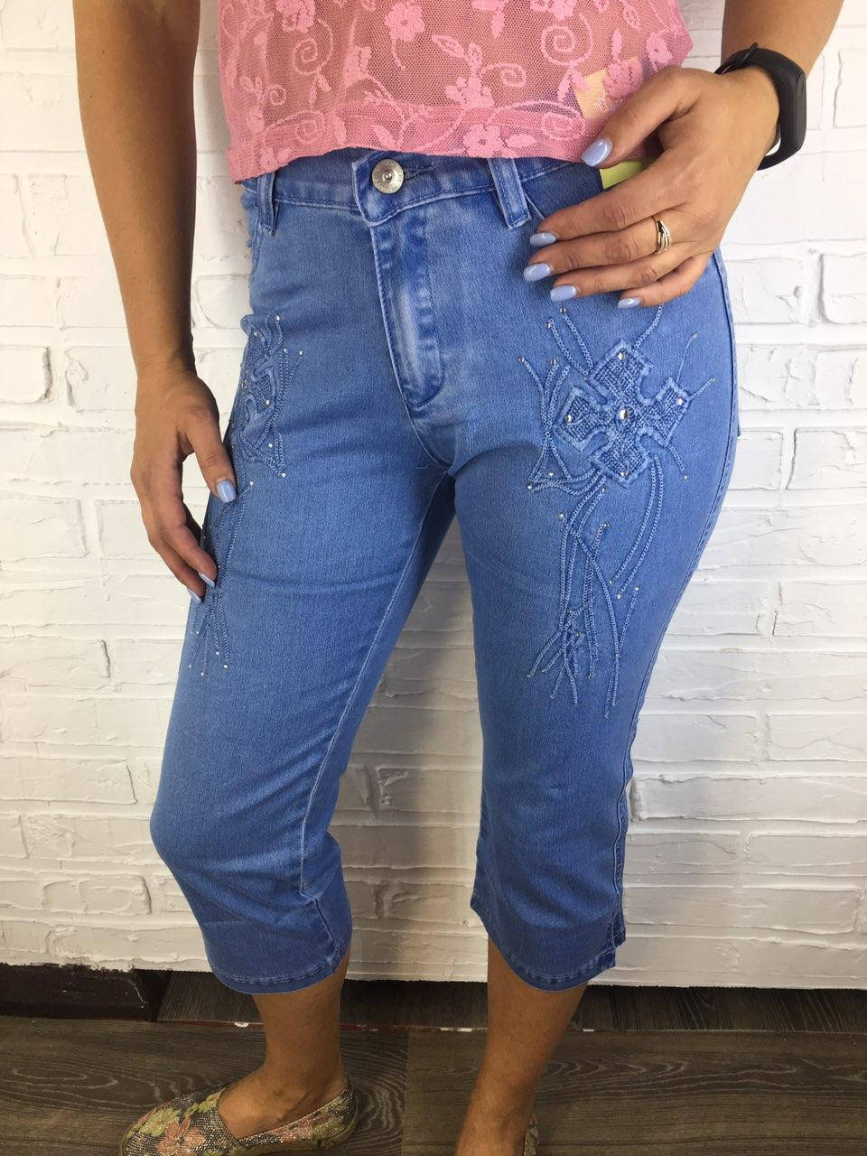 

Бриджи женские джинсовые "Lafendina" 1752/1 светло-синие 25-26 26, Голубой