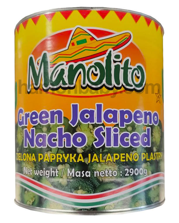 

Перец зеленый халапеньо нарезанный, 2900 г, ТМ Manolito, Перу