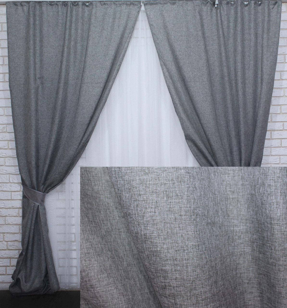 

Комплект готовых штор коллекция "Лен Мешковина" Цвет серый, код 108ш