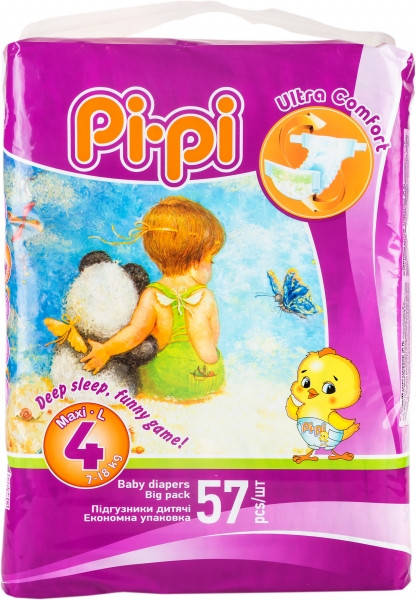 

Подгузники Pi-Pi Ultra Comfort 4 Maxi (7-18 кг) 57 шт