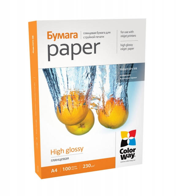 

Фотопапір А4 230г/м², ColorWay, глянцевий, 100 арк./уп. (PG230100A4)