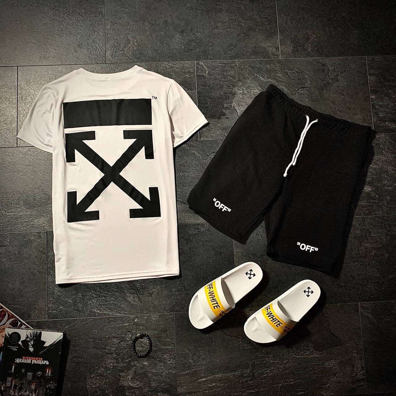 

Мужской комплект футболка шорты Off White