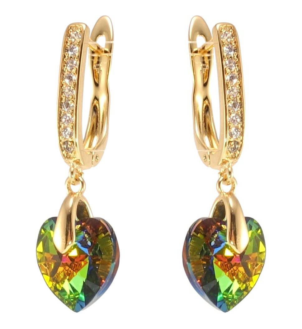 

Серьги Xuping Позолота 18K с кр-ми Swarovski подвески английский замок "Кристальное сердце Vitrail Medium"