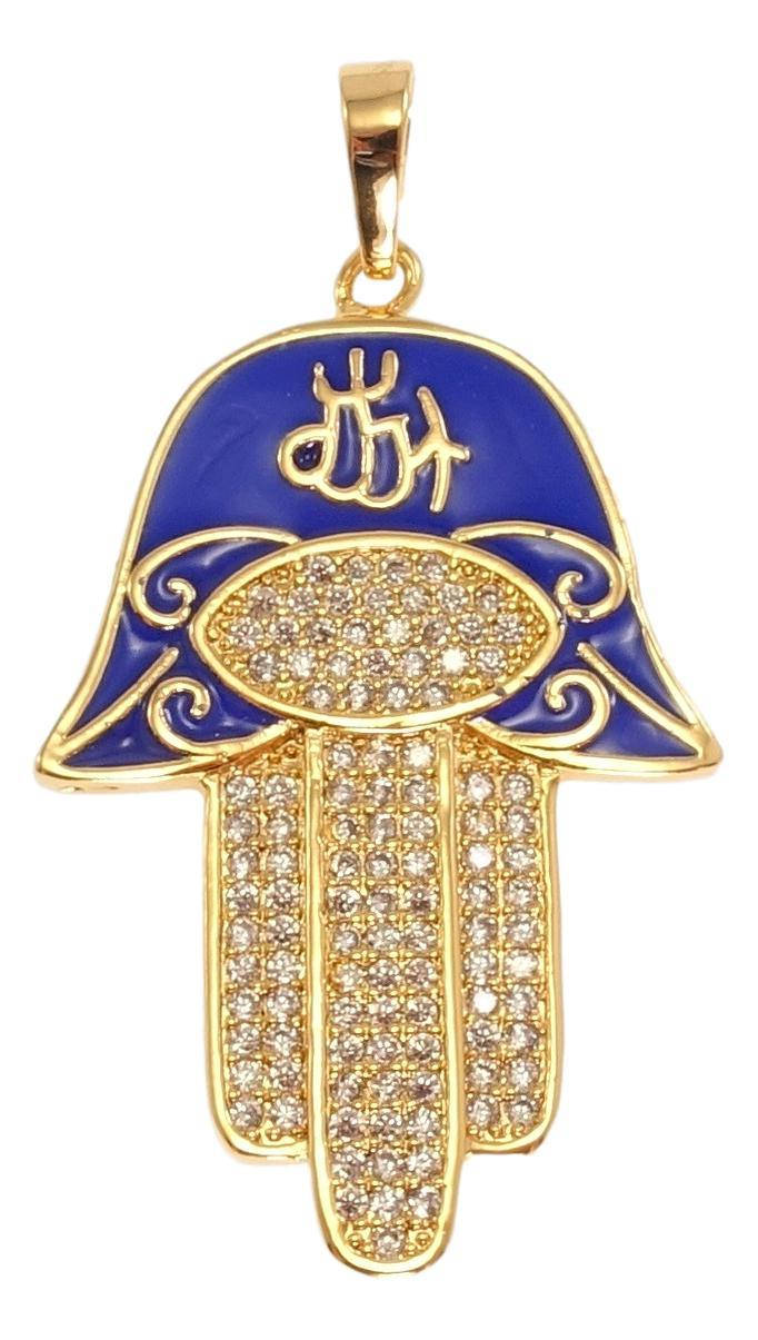 

Кулон Xuping Позолота 18K "Амулет Хамса с синей эмалью и инкрустацией цирконием"