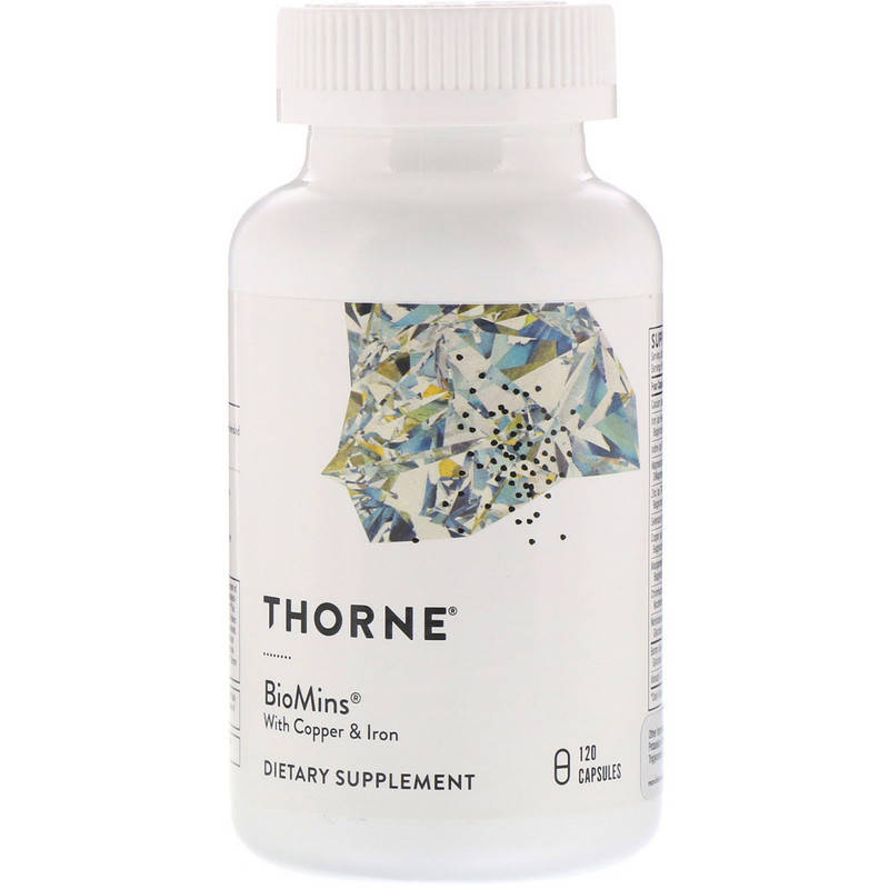 

Биоминералы с медью и железом, Thorne Research, BioMins with Copper & Iron, 120 капсул