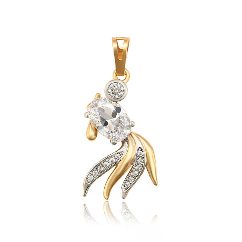 

Кулон Xuping для цепочки до 3 мм 35051 размер 30х16 мм вес 2.2 г белые фианиты с родированием позолота 18К