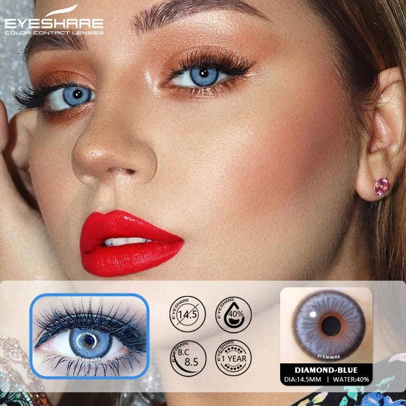 

Цветные линзы для глаз Blue голубые + контейнер для хранения в подарок