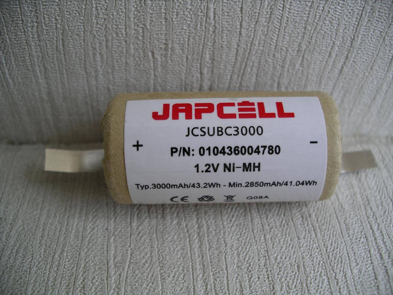 

Аккумулятор JAPCELL SUB-C 3000 mAh SC с выводами под пайку
