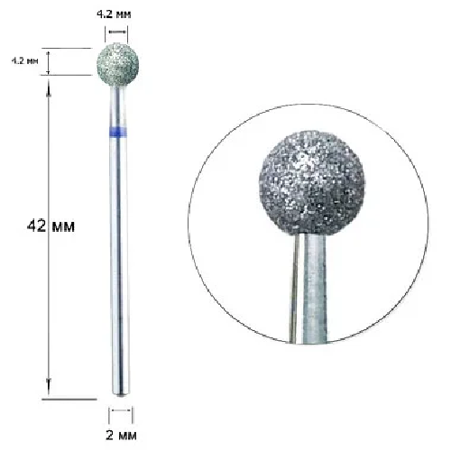 

Фреза алмазная "Шар" № 20 (синий - средней жесткости)