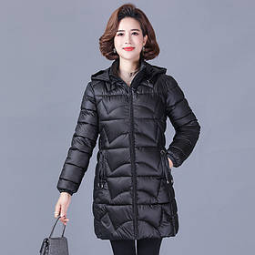 Куртка жіноча чорна демисезонна з капюшоном