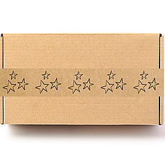 Скотч етикетка крафт "Stars", 50х294 мм (100 шт/рулон) з принтом, самоклеюча Viskom