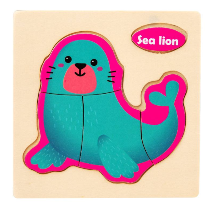 Дерев'яний пазл рамка вкладиш С 01 Морський лев, фото 1