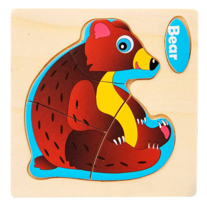 Дерев'яний пазл рамка вкладиш С 03 Ведмежа, фото 1