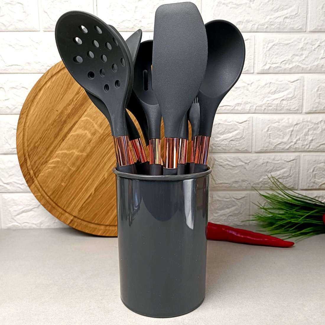 Кухонне приладдя 11 предметів графітового кольору Kitchen Set