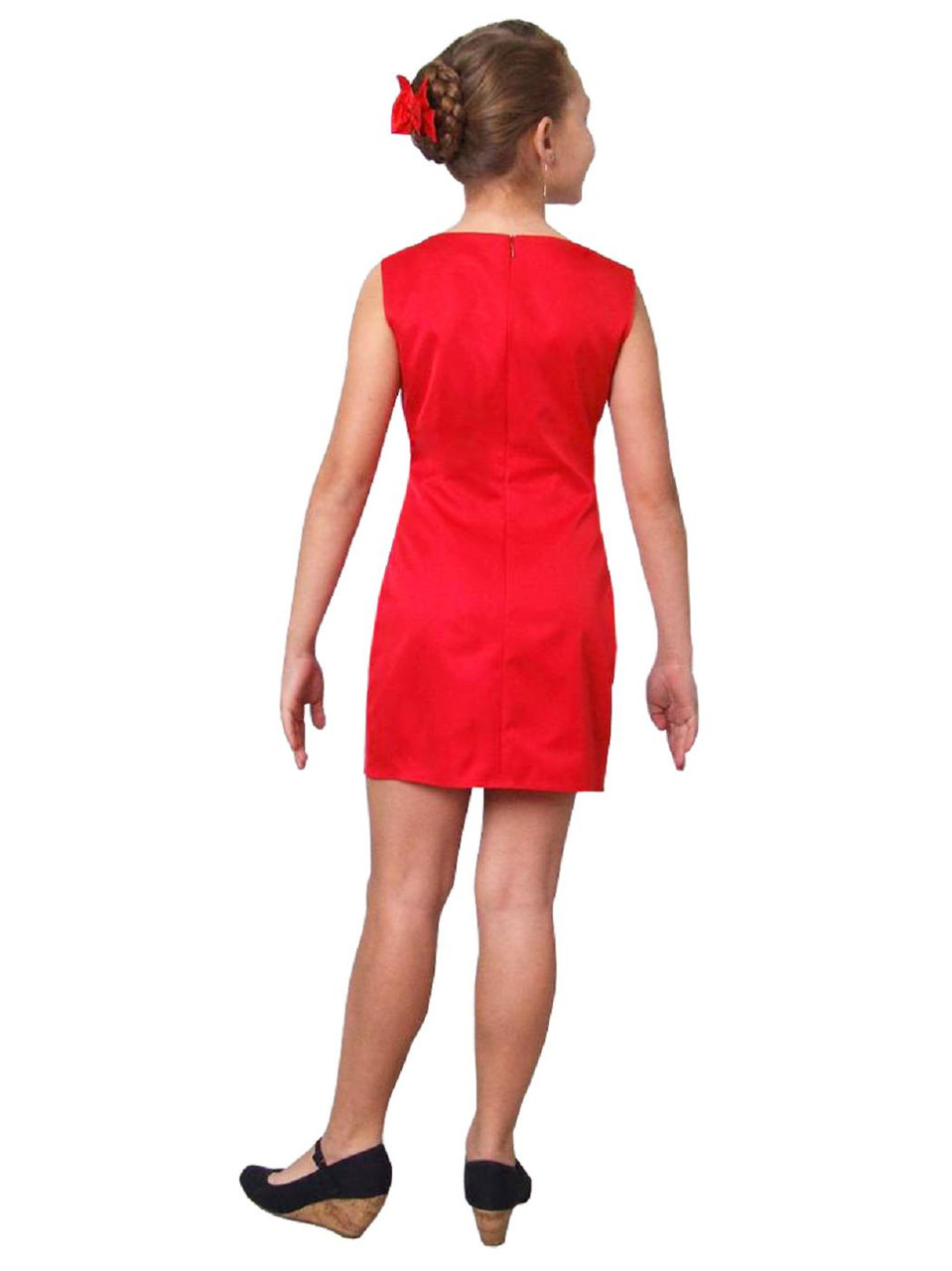 Платье нарядное детское мемори пн -1061 рост 146 красное тм "Попелюшка" - фото 4 - id-p1683731066