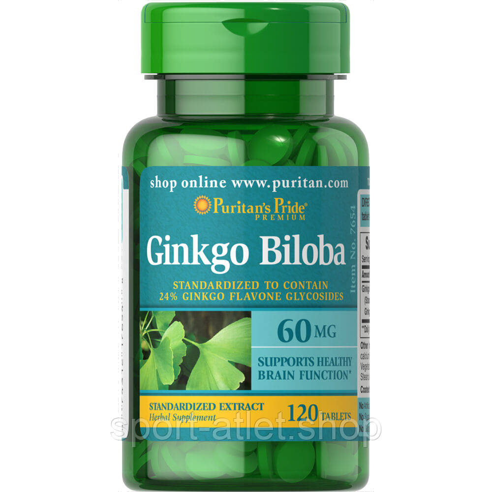 Натуральна добавка Puritan's Pride Ginkgo Biloba 60 mg, 120 таблеток, фото 1