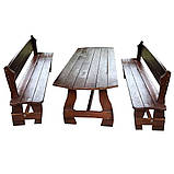 Дерев'яний садовий комплект 1,95м (Стіл та 2 Лавки) "Дакар". Колір: Палісандр, фото 2