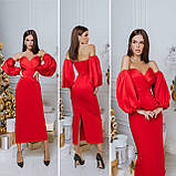 Плаття жіноче з окремими об'ємними рукавами Люкс червоне (різні кольори) XS S M L, фото 9