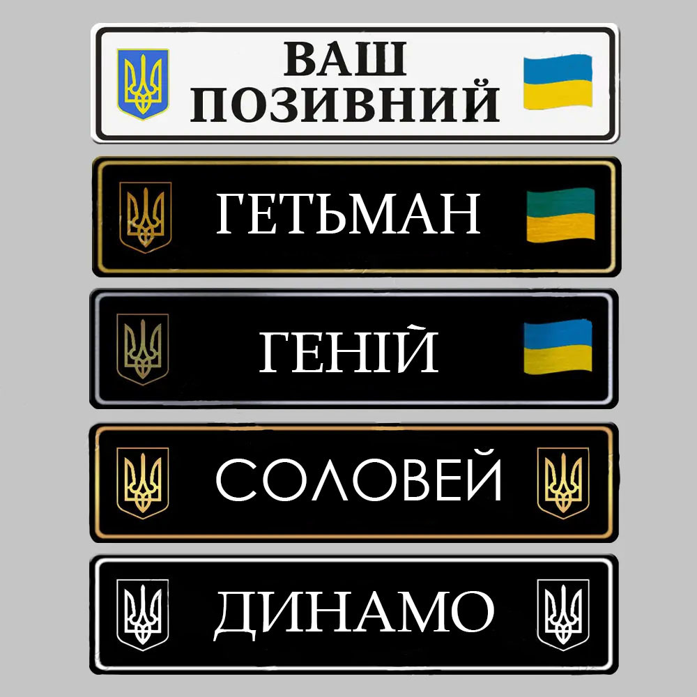 Сувенірні номери на авто з Вашим покличним.