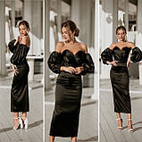 Плаття жіноче з окремими об'ємними рукавами Люкс чорнe (різні кольори) XS S M L, фото 9