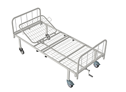 Ліжко медичне функціональне АТОН КФ-2-МП-БМ-К125 з металевими бильцями та колесами125 мм