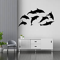 Набор наклеек на стену, стекло, мебель, зеркало, металл "Дельфины" с оракала