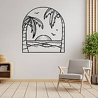 Набор наклеек на стену (стекло, мебель, зеркало, металл) "Океан, пальмы, солнце, чайки" с оракала