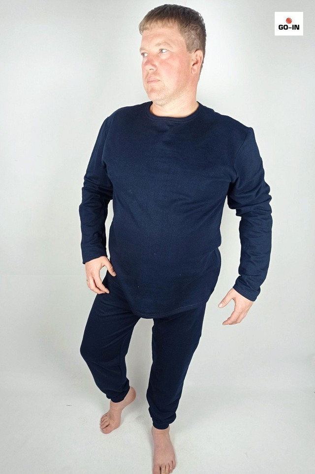 Белье нательное мужское с начесос зимнее кофта со штанами темно-синий 48-58р.