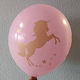 084 Латексна кулька з малюнком єдиноріг асорті одним кольором 12" Bel Bal TM Star, фото 3