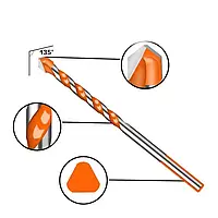 Набір із 5 шт універсальних спіральних 6-12мм свердел трикутних з YG6X сталі для плитки бетону скла дерева