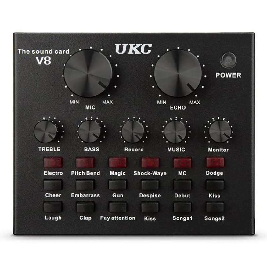 Зовнішня звукова карта V8 з Bluetooth і вбудованими пресетами Black (7635), фото 1