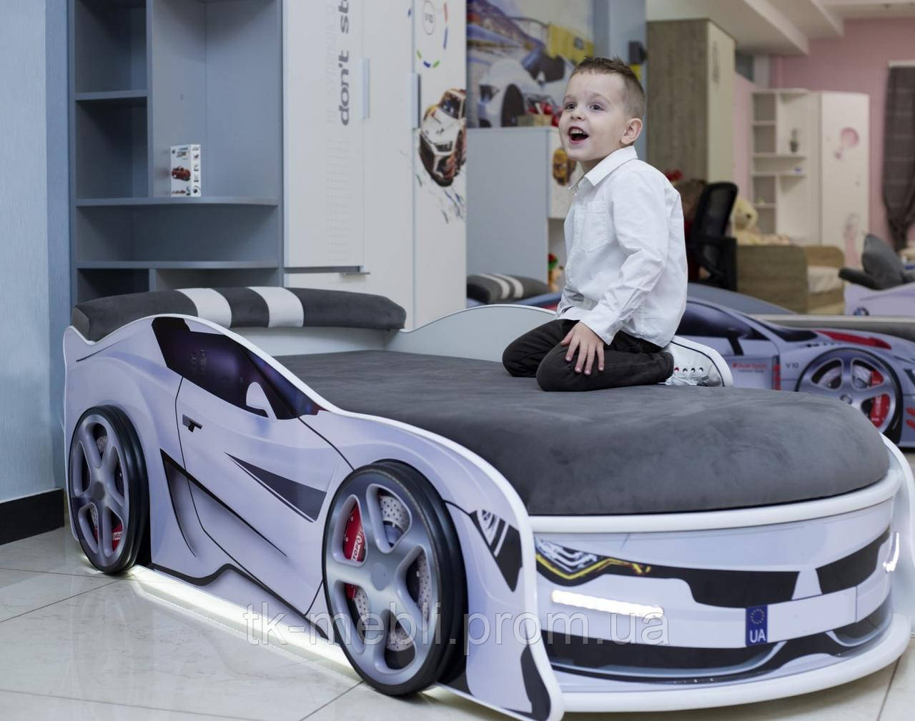 Дитяче ліжко машина БМВ Турбо (BMW Turbo) біле