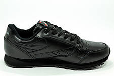 Кросівки Reebok Classic Leather чорні (Рибок), фото 3