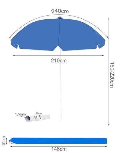 Зонт пляжный/садовый Mallorca 2.4м синий - фото 8 - id-p1683796599