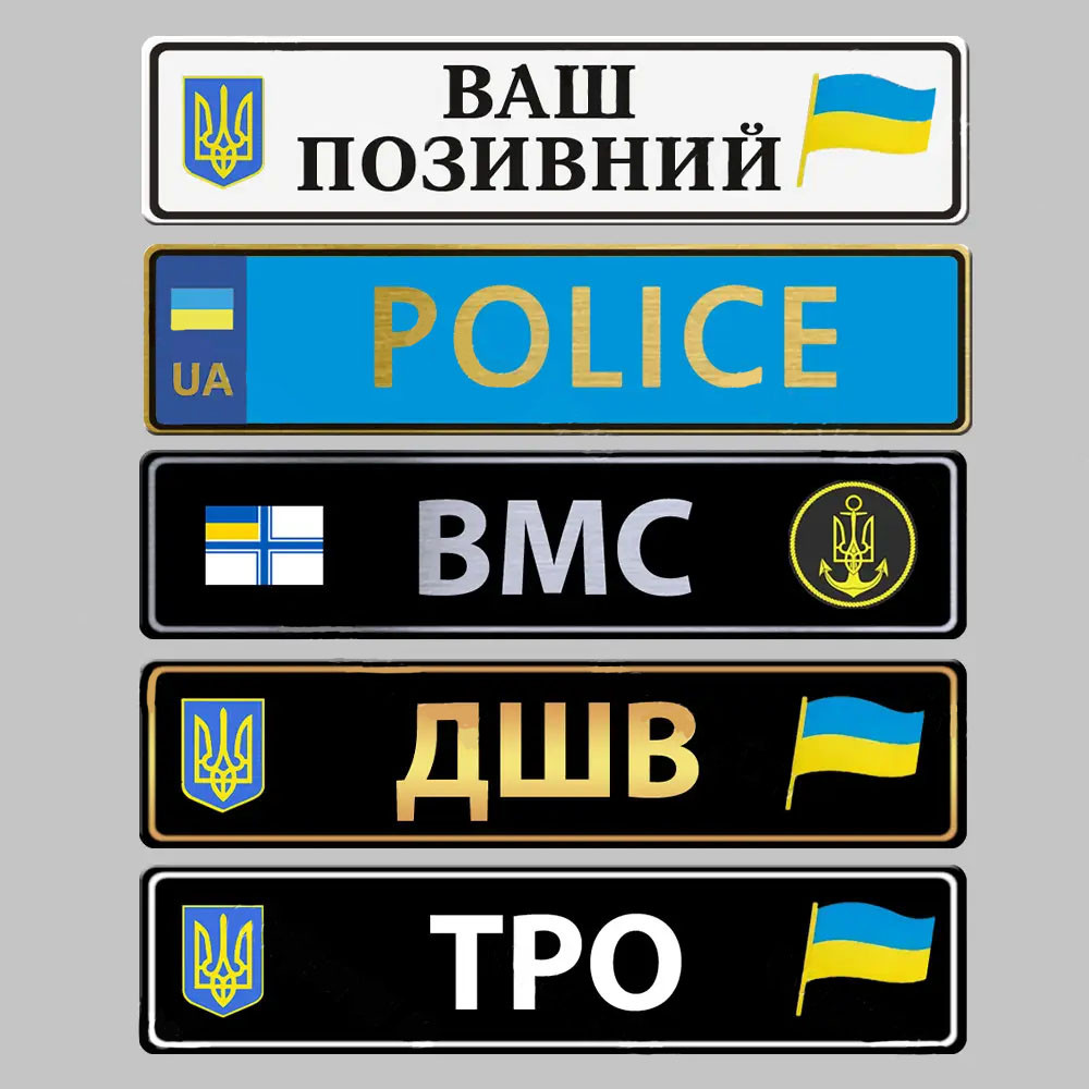 Сувенірні номери на авто ТРО ДШВ ВМС ПОЛІЦІЯ.