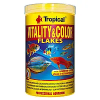 Сухой корм для аквариумных рыб Tropical в хлопьях «Vitality & Color Flakes» 1 л (для всех аквариумных рыб)