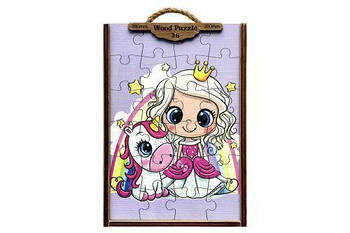 Дерев'яні пазли Принцеса 36 елементів яскраві для дітей у коробці 28х28 см Україна