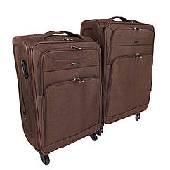 Комплект тканинних валіз, великий + середній на 4 колеса Kaiman Коричневий