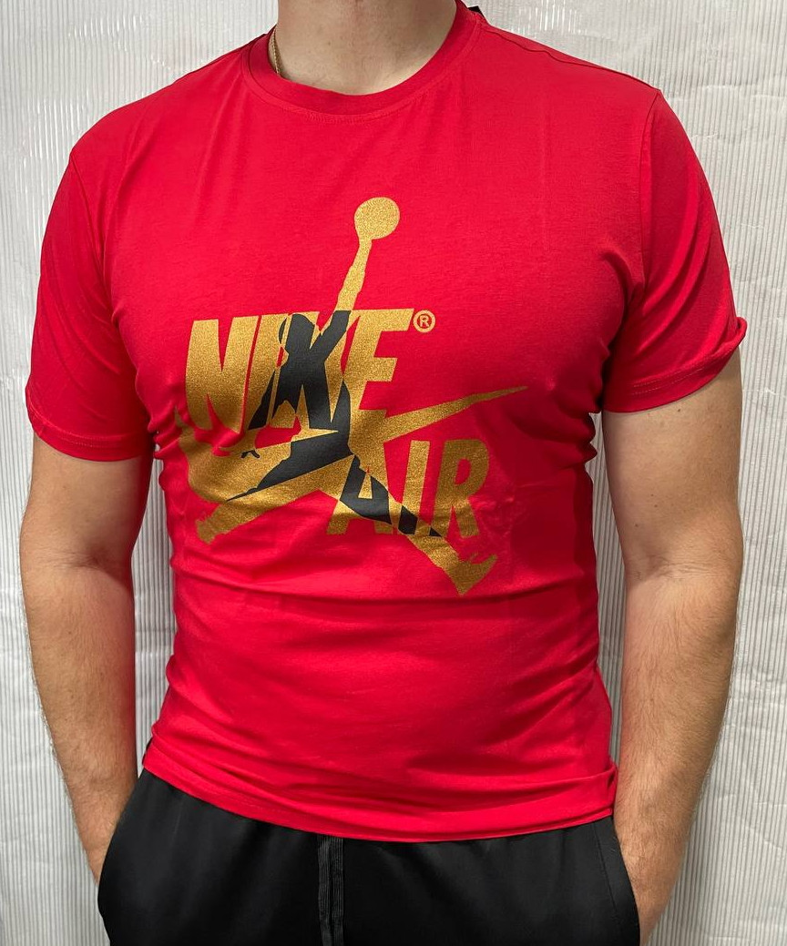 Мужская спортивная футболка Jordan красная трикотаж коттон - фото 1 - id-p1683845835