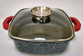 Каструля з антипригарним покриттям Bohmann BH-2427 MRB з подвійним дном з литого алюмінію каструля з кришкою