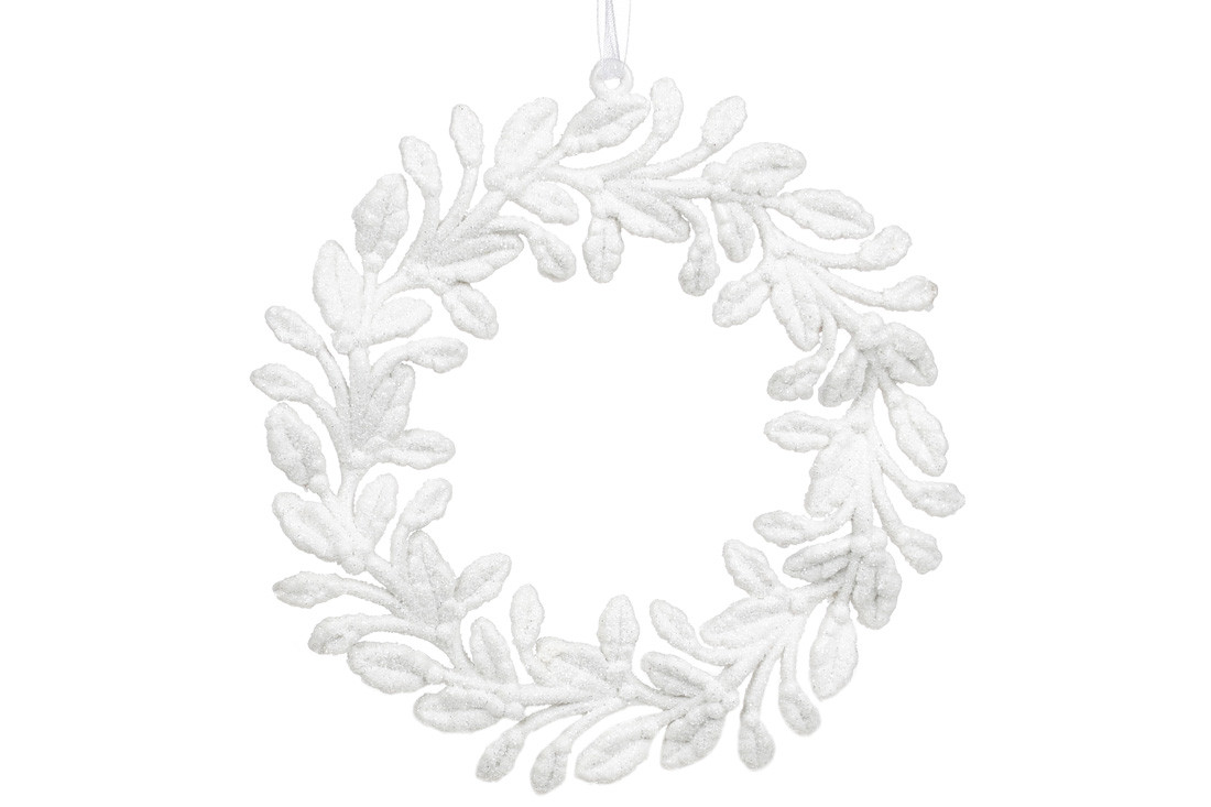 Ялинкова прикраса Вінок 14см, колір - білий 30шт