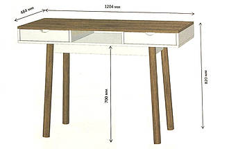 Стіл письмовий комп'ютерний Сканді 2 на дерев'яних ніжках стильний сучасний для комп'ютера школяра офісу будинку роботи, фото 3