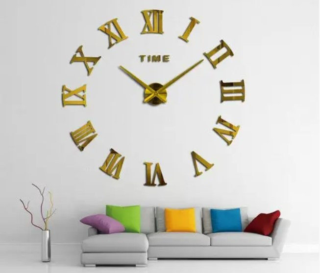 Великі настінні годинники 3D DIY Clock римські золото