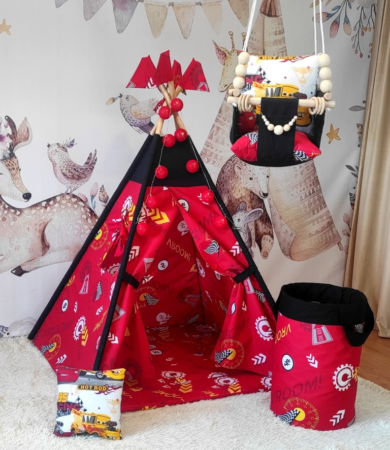 Вігвам Vroom-vroom + кошик для іграшок + підвісна гойдалка Повний комплект !