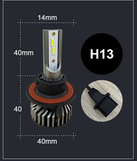 H13/9008 LED лампа 2 шт. ближній — дальнє світло головна фара