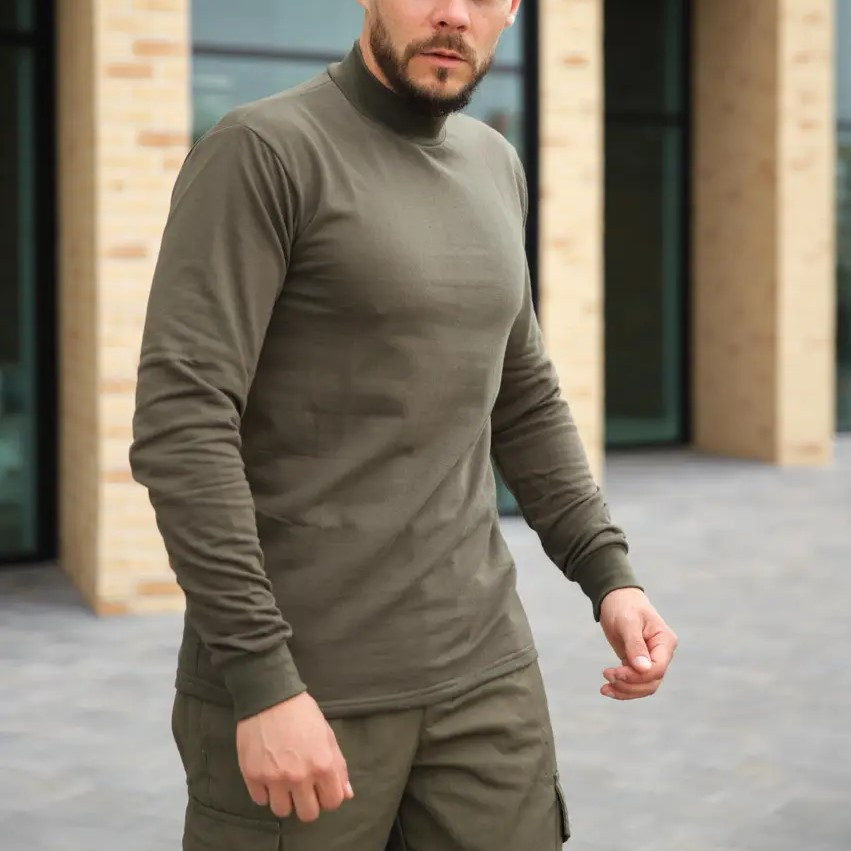 Тактичний чоловічий гольф із бавовни з начосом та високим коміром (ЗСУ, НГУ, 46-60 р.), фото 1